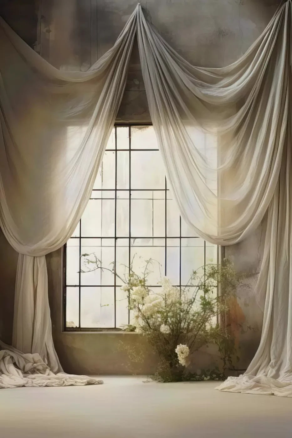 Chiffon Elegance In Creme 8X12 Ultracloth ( 96 X 144 Inch ) Backdrop