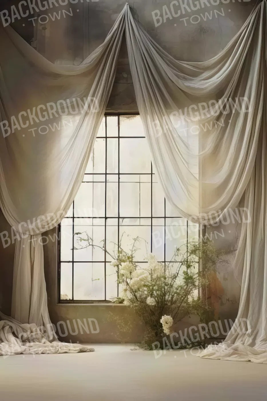 Chiffon Elegance In Creme 8X12 Ultracloth ( 96 X 144 Inch ) Backdrop