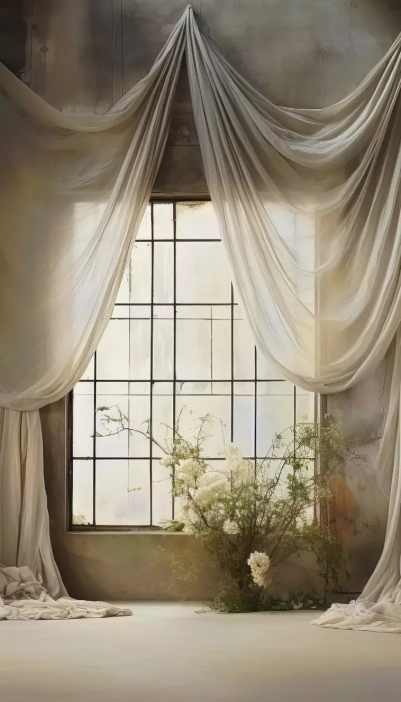 Chiffon Elegance In Creme 8X14 Ultracloth ( 96 X 168 Inch ) Backdrop