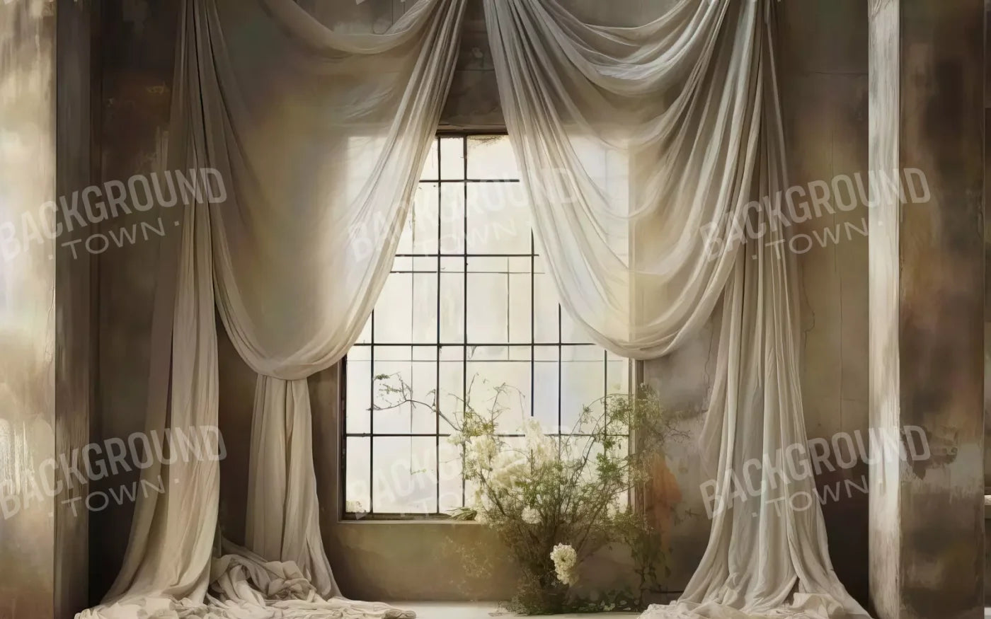 Chiffon Elegance In Creme 8X5 Ultracloth ( 96 X 60 Inch ) Backdrop