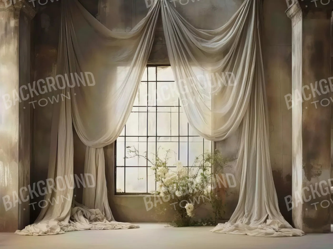 Chiffon Elegance In Creme 8X6 Fleece ( 96 X 72 Inch ) Backdrop