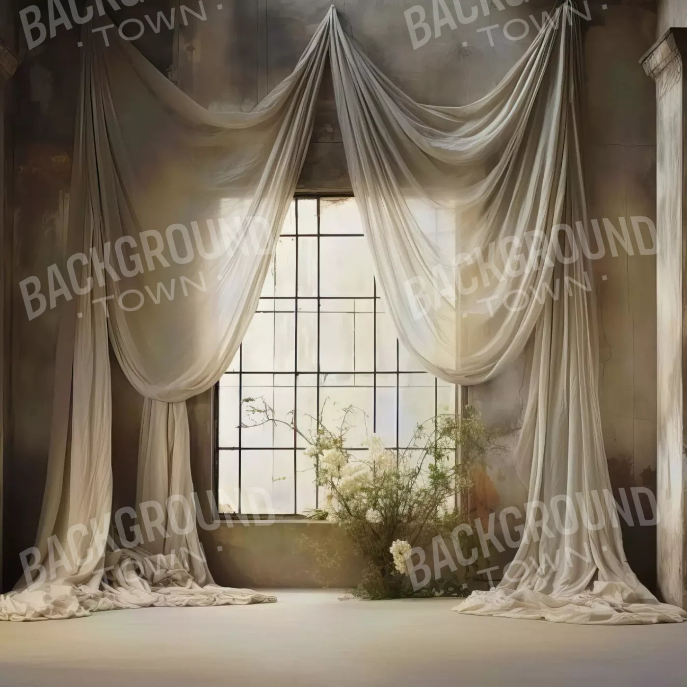 Chiffon Elegance In Creme 8X8 Fleece ( 96 X Inch ) Backdrop