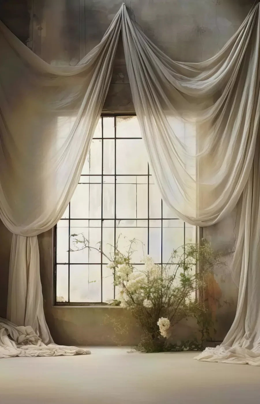 Chiffon Elegance In Creme 9X14 Ultracloth ( 108 X 168 Inch ) Backdrop