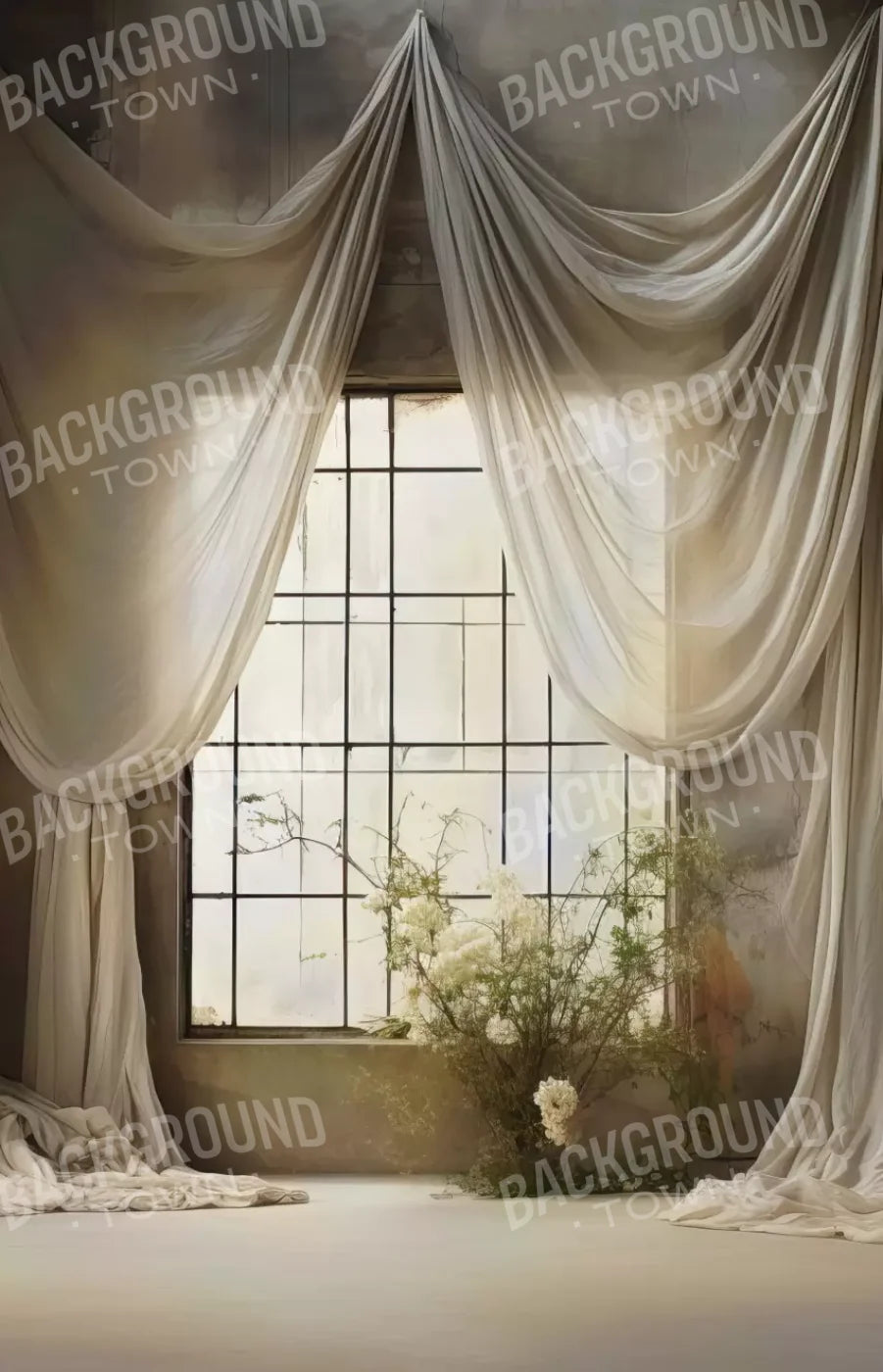 Chiffon Elegance In Creme 9X14 Ultracloth ( 108 X 168 Inch ) Backdrop