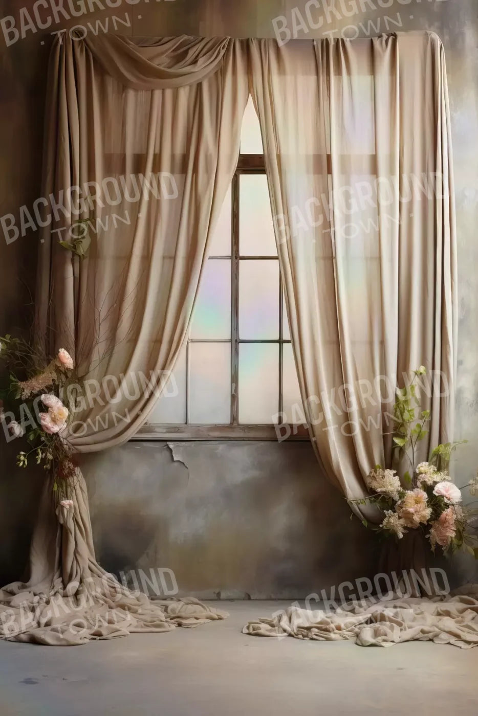 Chiffon Elegance In Taupe Ii 8X12 Ultracloth ( 96 X 144 Inch ) Backdrop