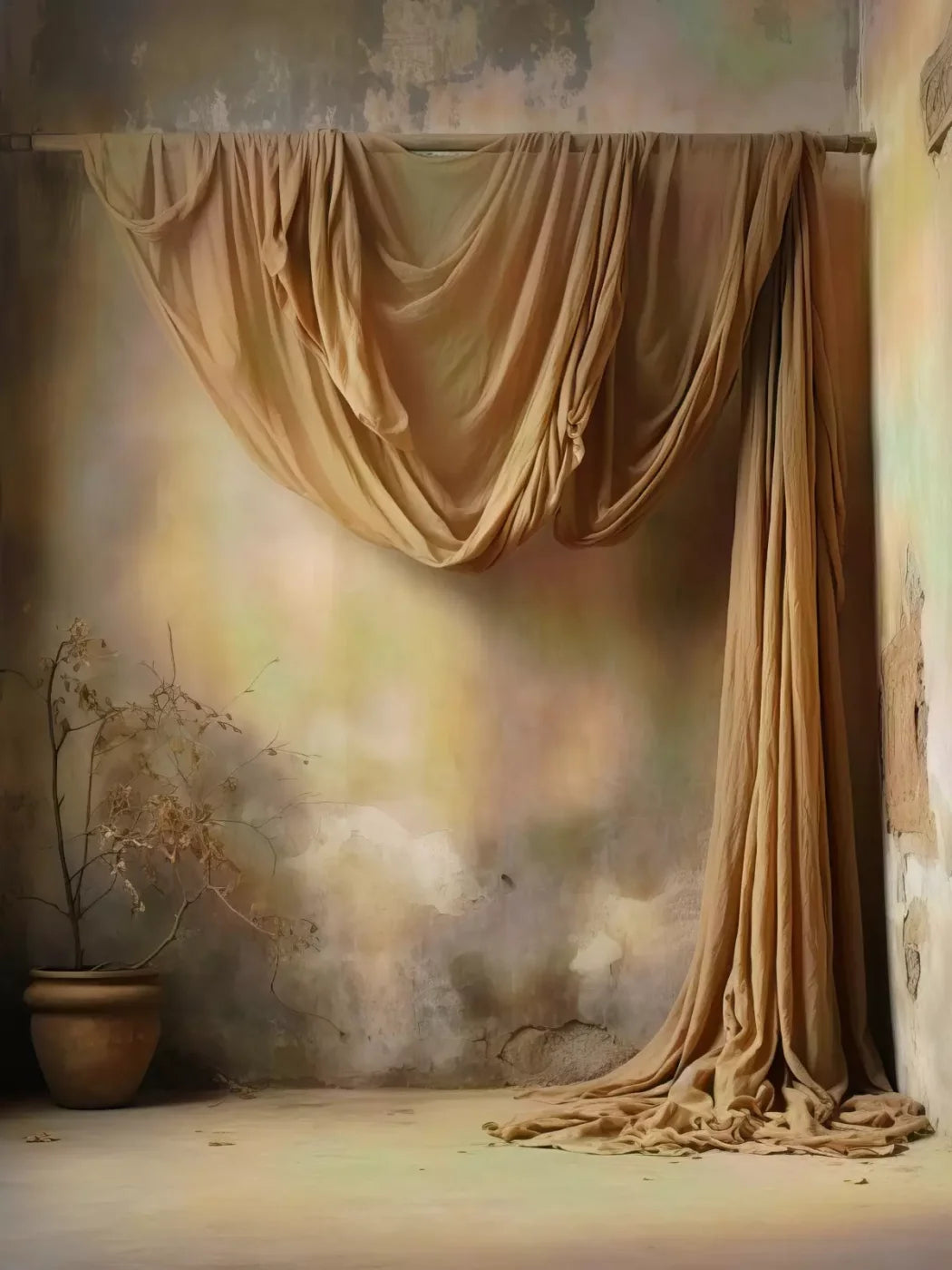 Chiffon Elegance In Taupe 6X8 Fleece ( 72 X 96 Inch ) Backdrop