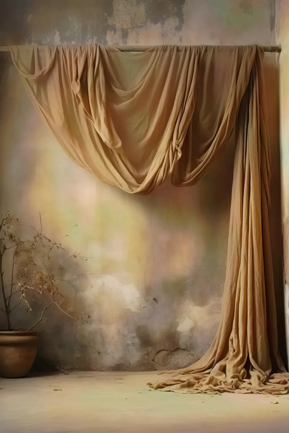 Chiffon Elegance In Taupe 8X12 Ultracloth ( 96 X 144 Inch ) Backdrop