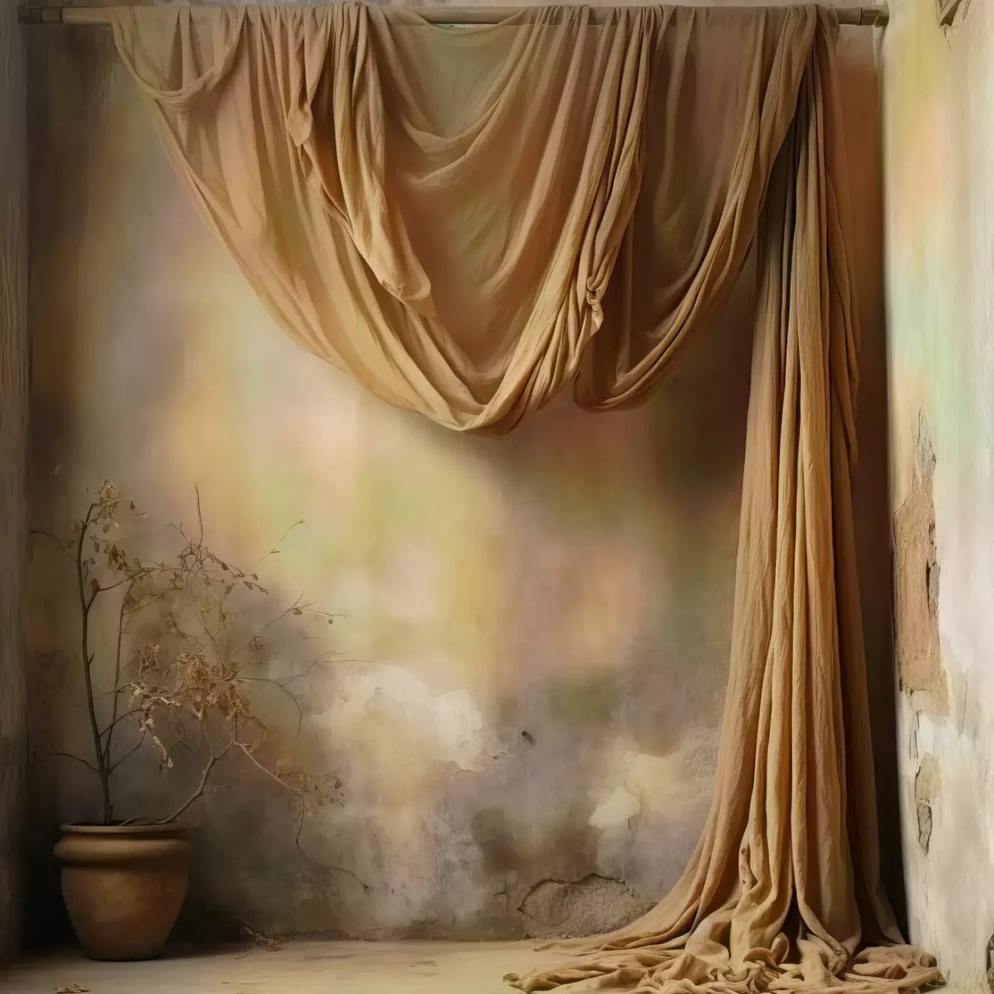 Chiffon Elegance In Taupe 8X8 Fleece ( 96 X Inch ) Backdrop