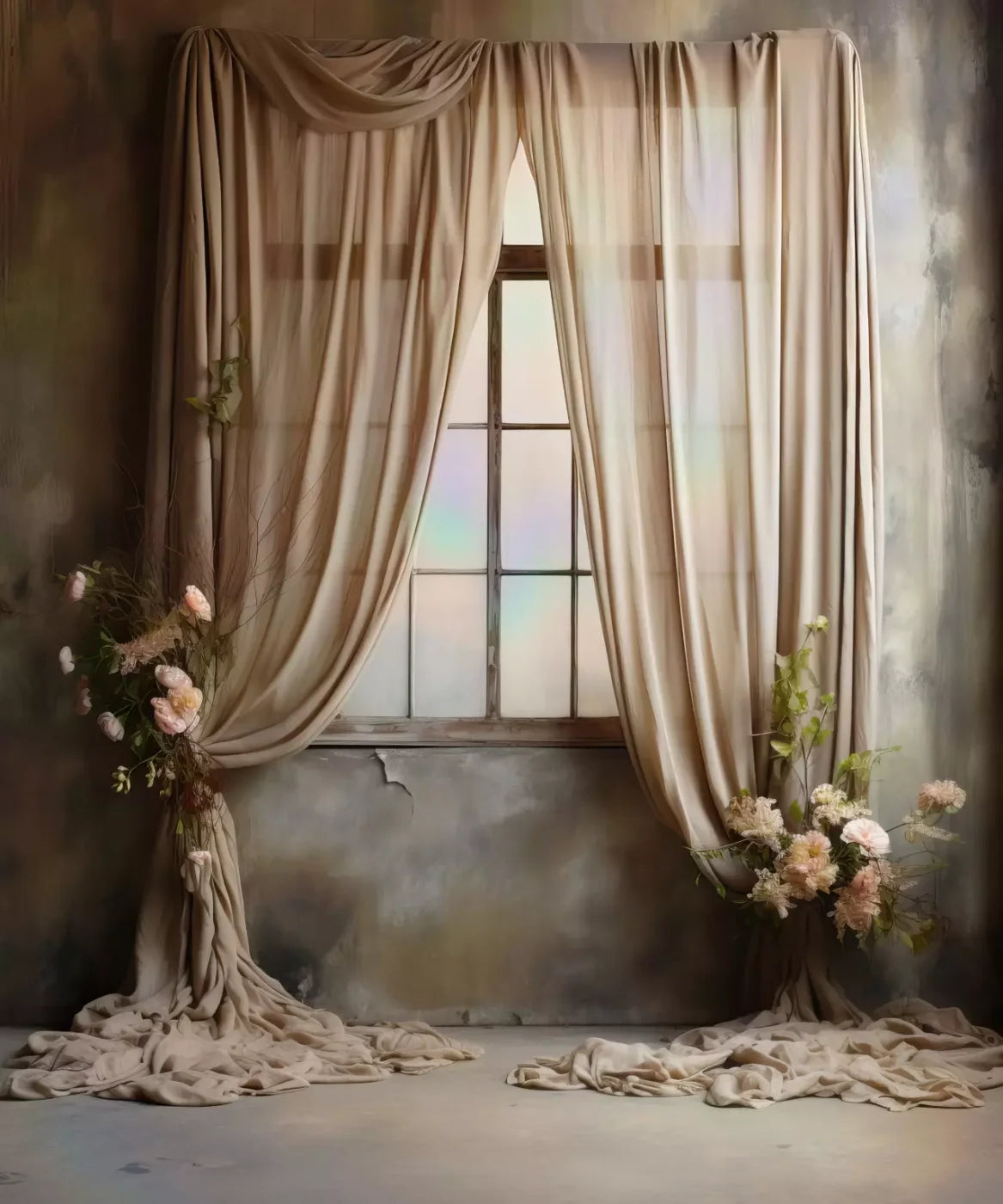 Chiffon Elegance In Taupe Ii 10X12 Ultracloth ( 120 X 144 Inch ) Backdrop