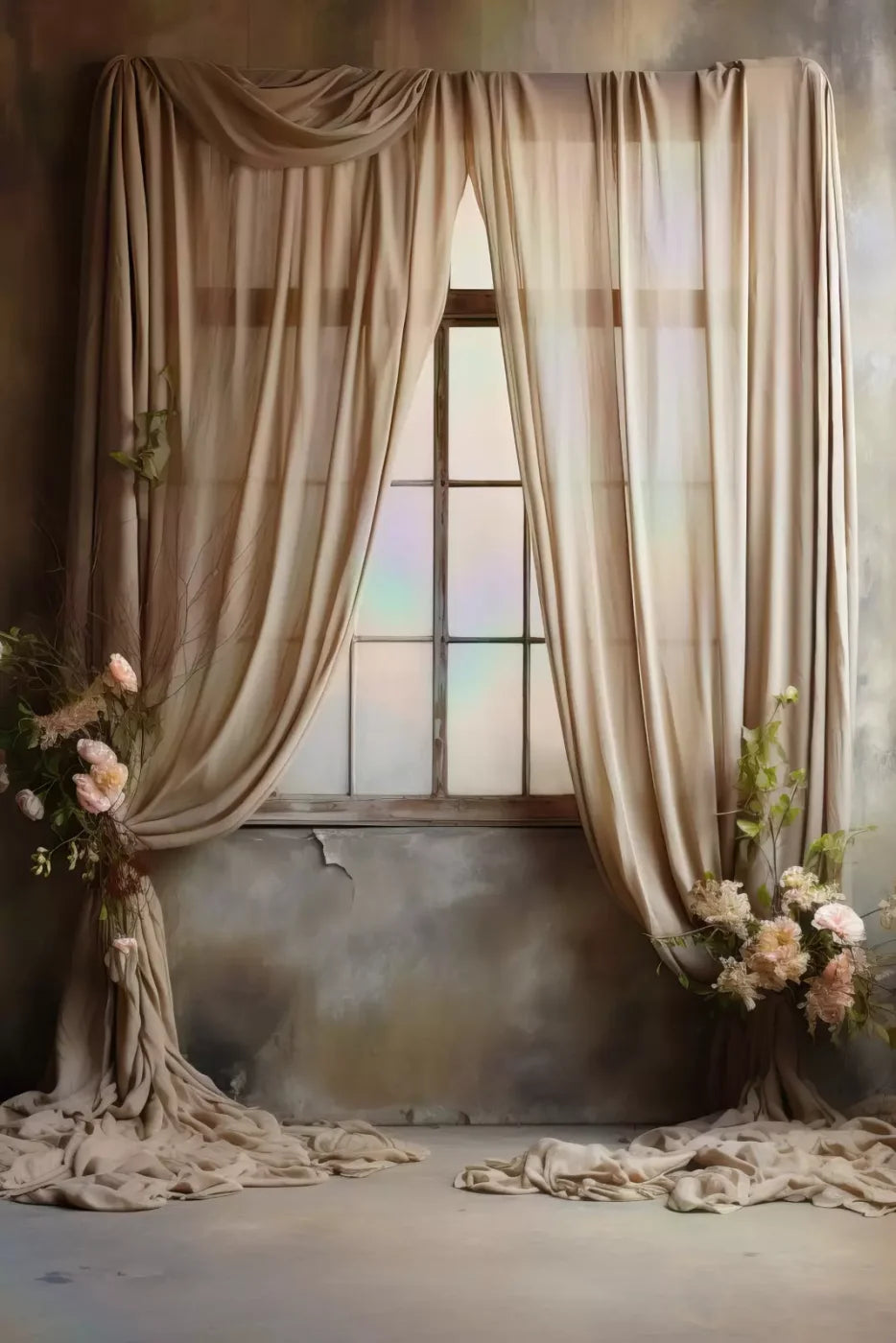 Chiffon Elegance In Taupe Ii 8X12 Ultracloth ( 96 X 144 Inch ) Backdrop