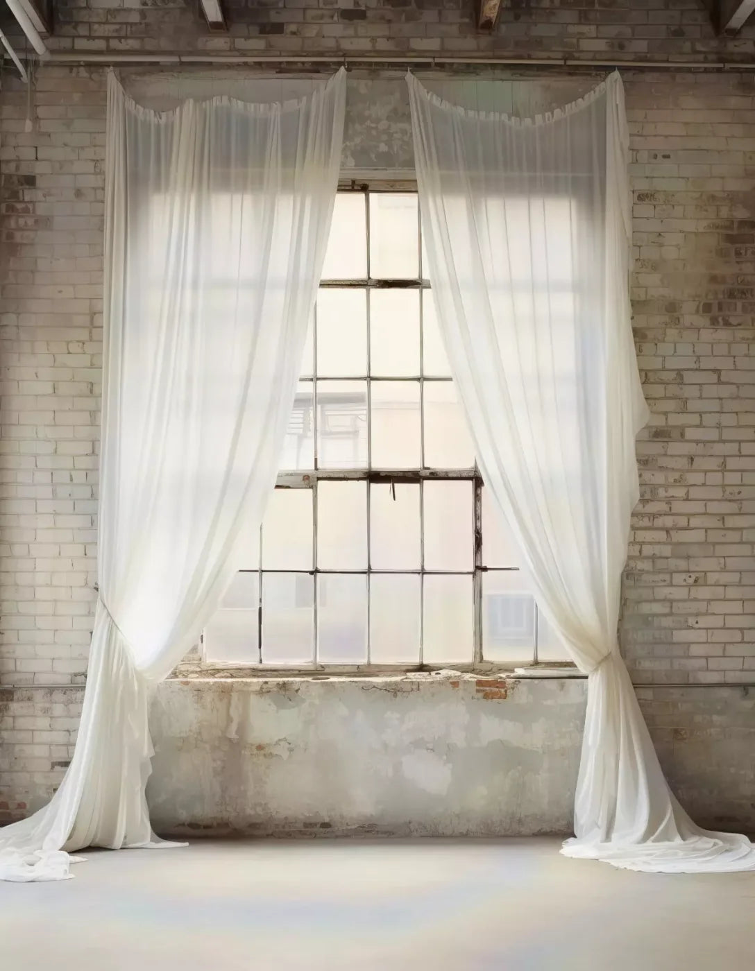 Chiffon Elegance In White 6X8 Fleece ( 72 X 96 Inch ) Backdrop