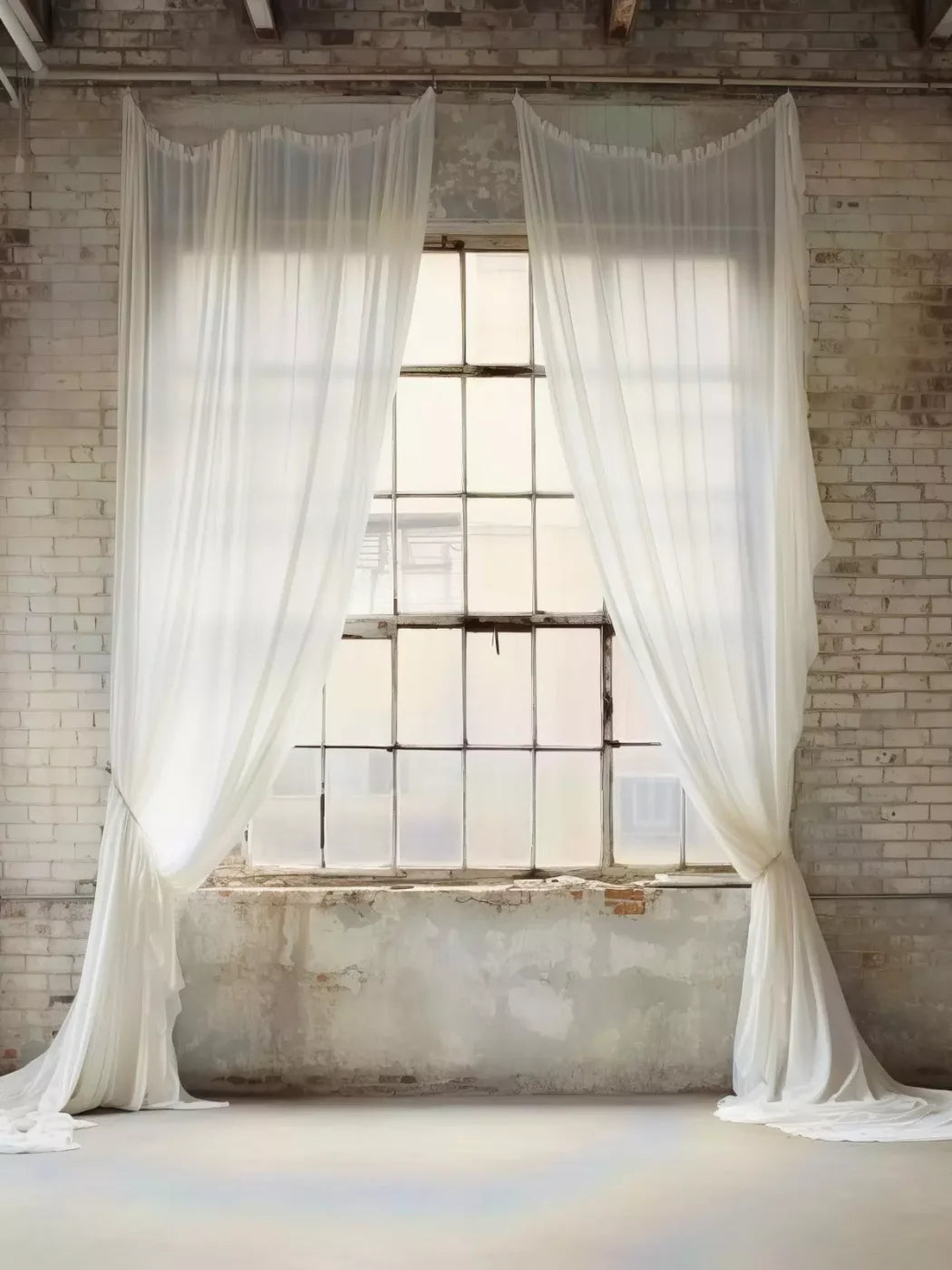 Chiffon Elegance In White 8X10 Fleece ( 96 X 120 Inch ) Backdrop
