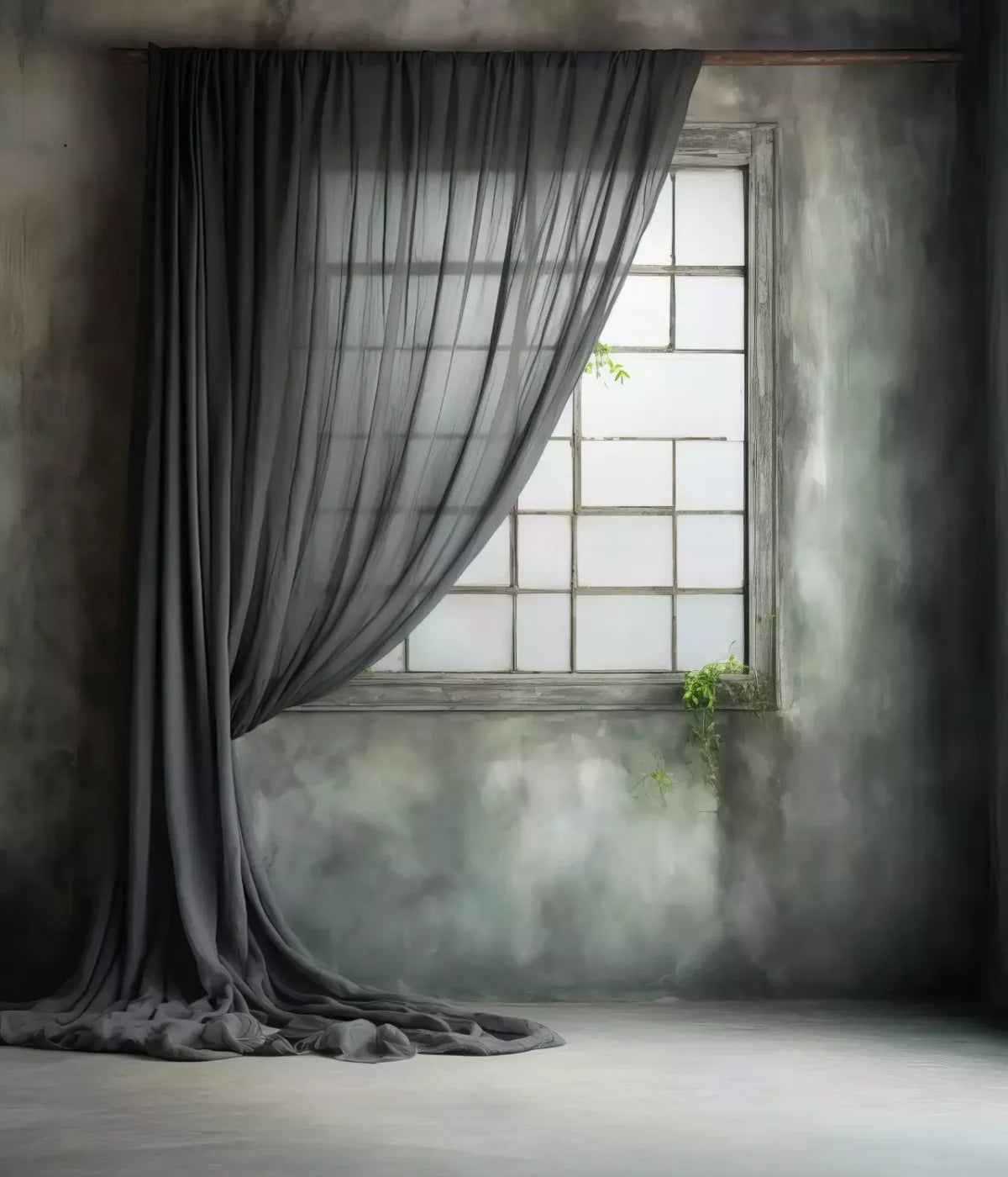 Chiffon Elegant Window Charcoal 10X12 Ultracloth ( 120 X 144 Inch ) Backdrop