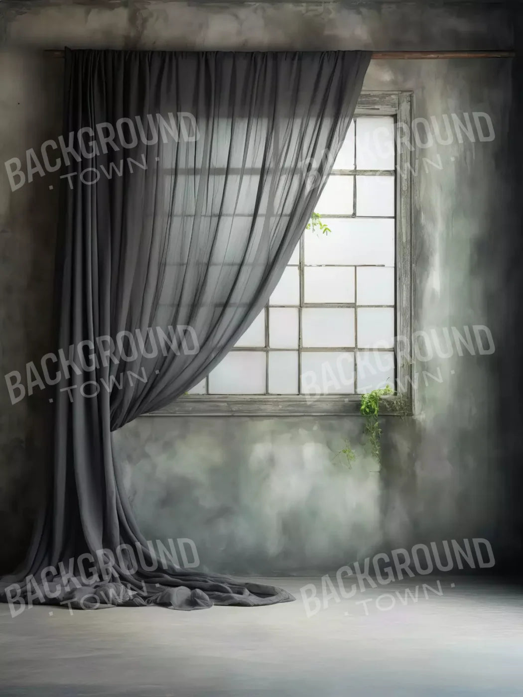 Chiffon Elegant Window Charcoal 5X7 Ultracloth ( 60 X 84 Inch ) Backdrop