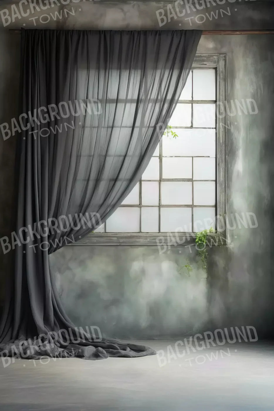 Chiffon Elegant Window Charcoal 5X8 Ultracloth ( 60 X 96 Inch ) Backdrop