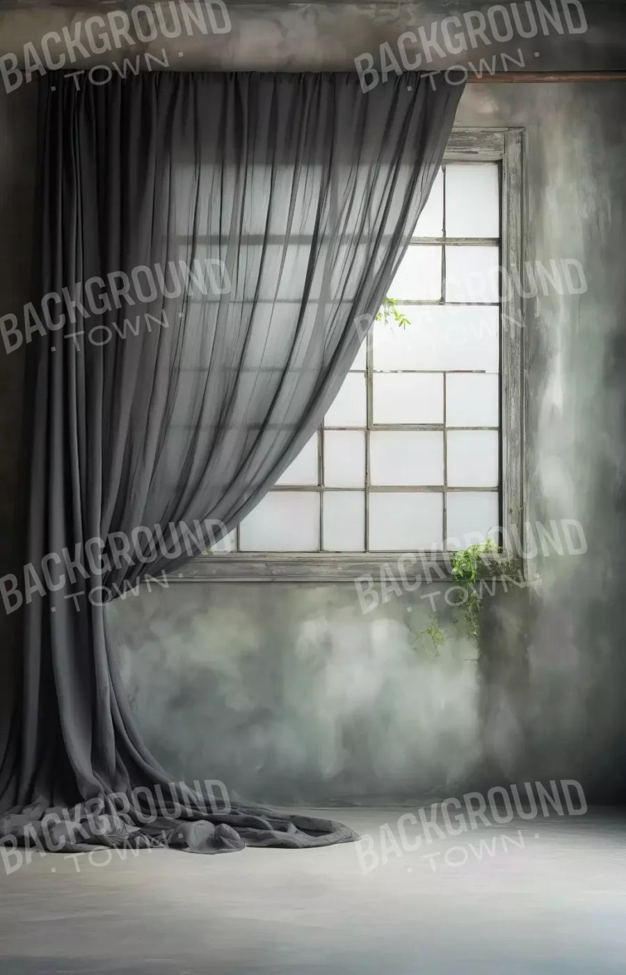 Chiffon Elegant Window Charcoal 8X12 Ultracloth ( 96 X 144 Inch ) Backdrop