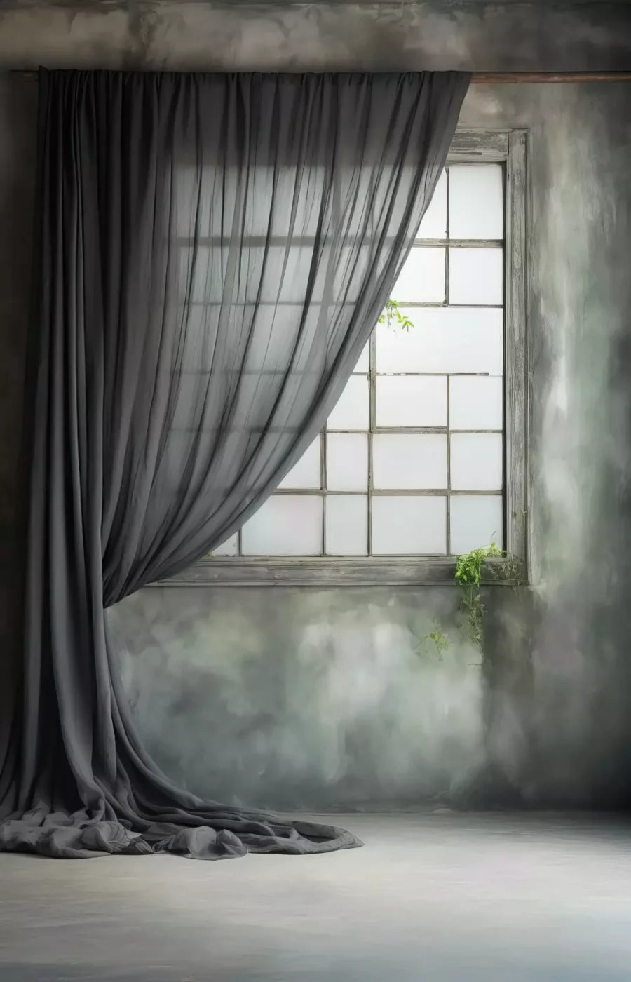 Chiffon Elegant Window Charcoal 8X12 Ultracloth ( 96 X 144 Inch ) Backdrop