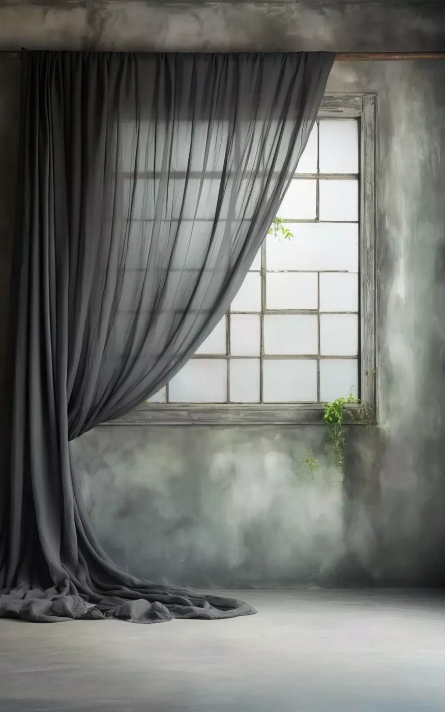 Chiffon Elegant Window Charcoal 9X14 Ultracloth ( 108 X 168 Inch ) Backdrop