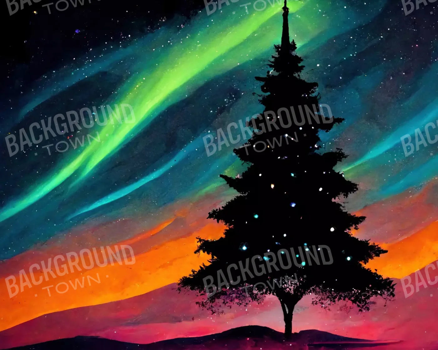 Christmas Aurora 10’X8’ Fleece (120 X 96 Inch) Backdrop
