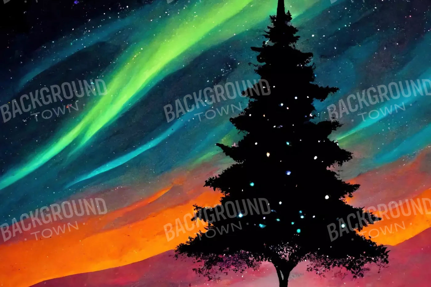 Christmas Aurora 12’X8’ Ultracloth (144 X 96 Inch) Backdrop
