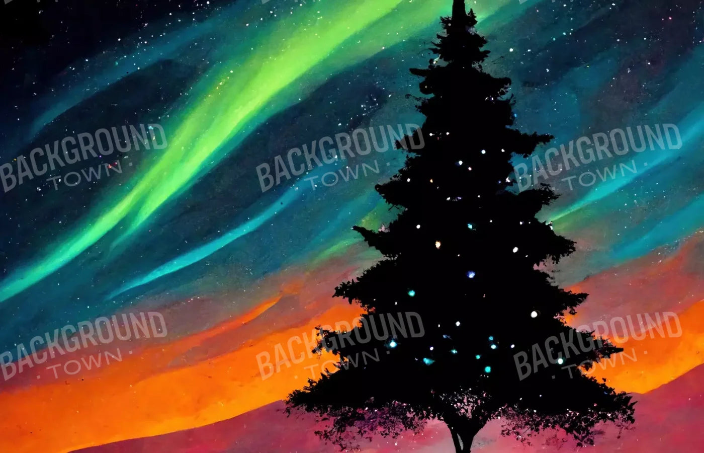 Christmas Aurora 14’X9’ Ultracloth (168 X 108 Inch) Backdrop