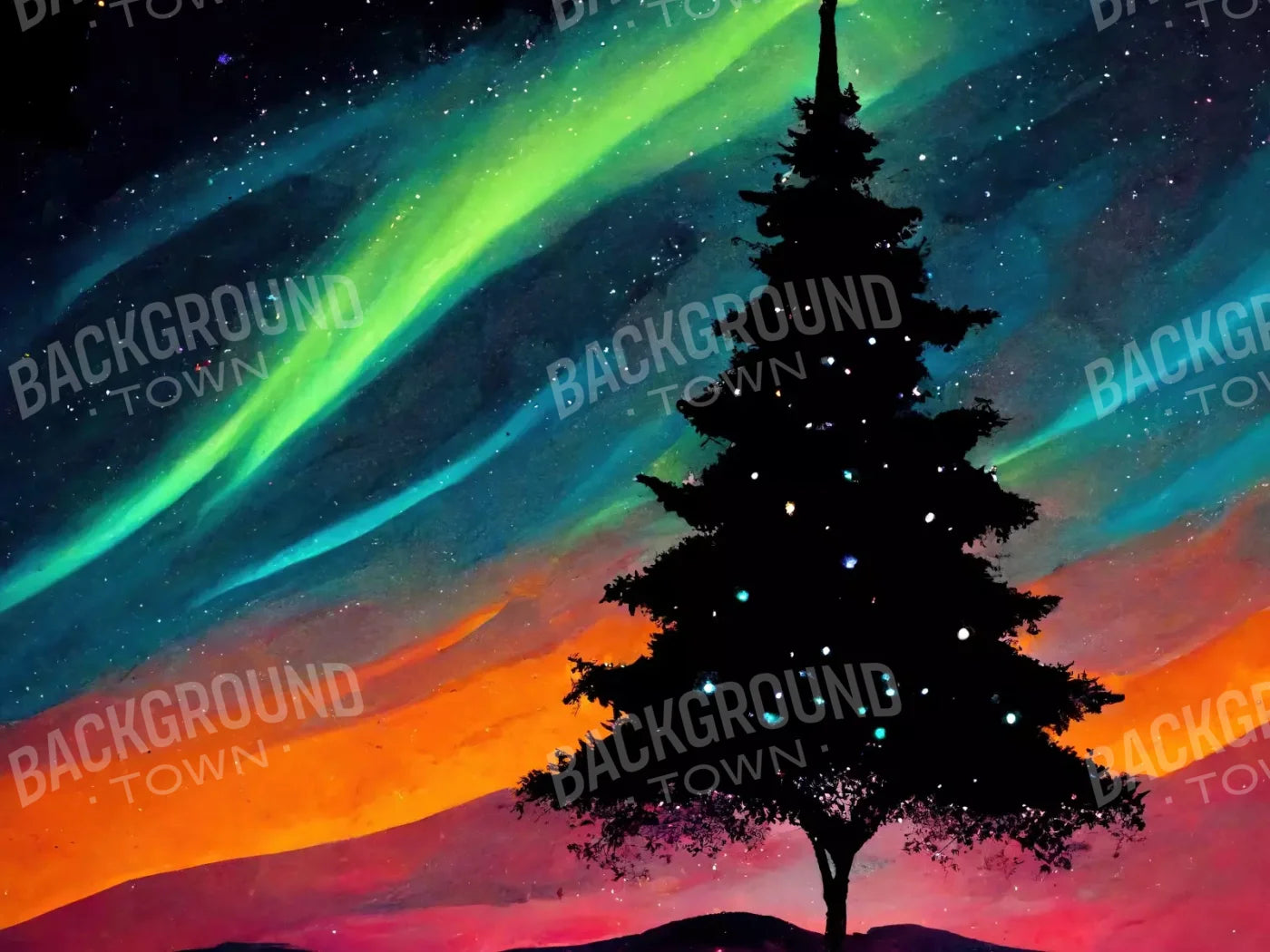 Christmas Aurora 6’8X5’ Fleece (80 X 60 Inch) Backdrop
