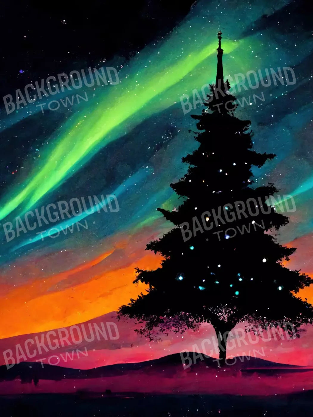 Christmas Aurora 6’X8’ Fleece (72 X 96 Inch) Backdrop