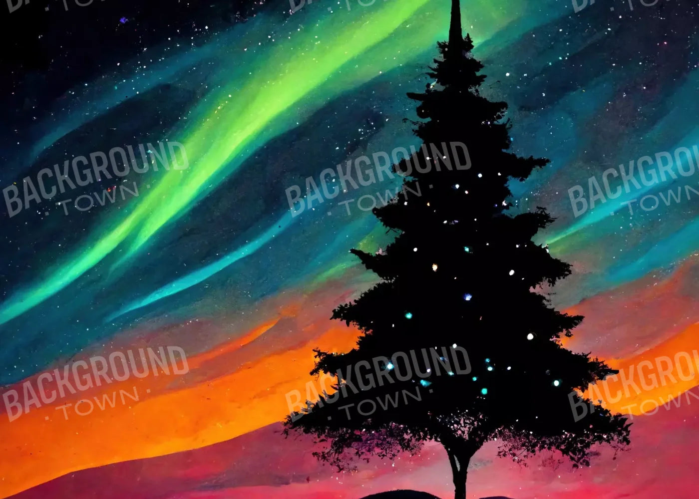 Christmas Aurora 7’X5’ Ultracloth (84 X 60 Inch) Backdrop