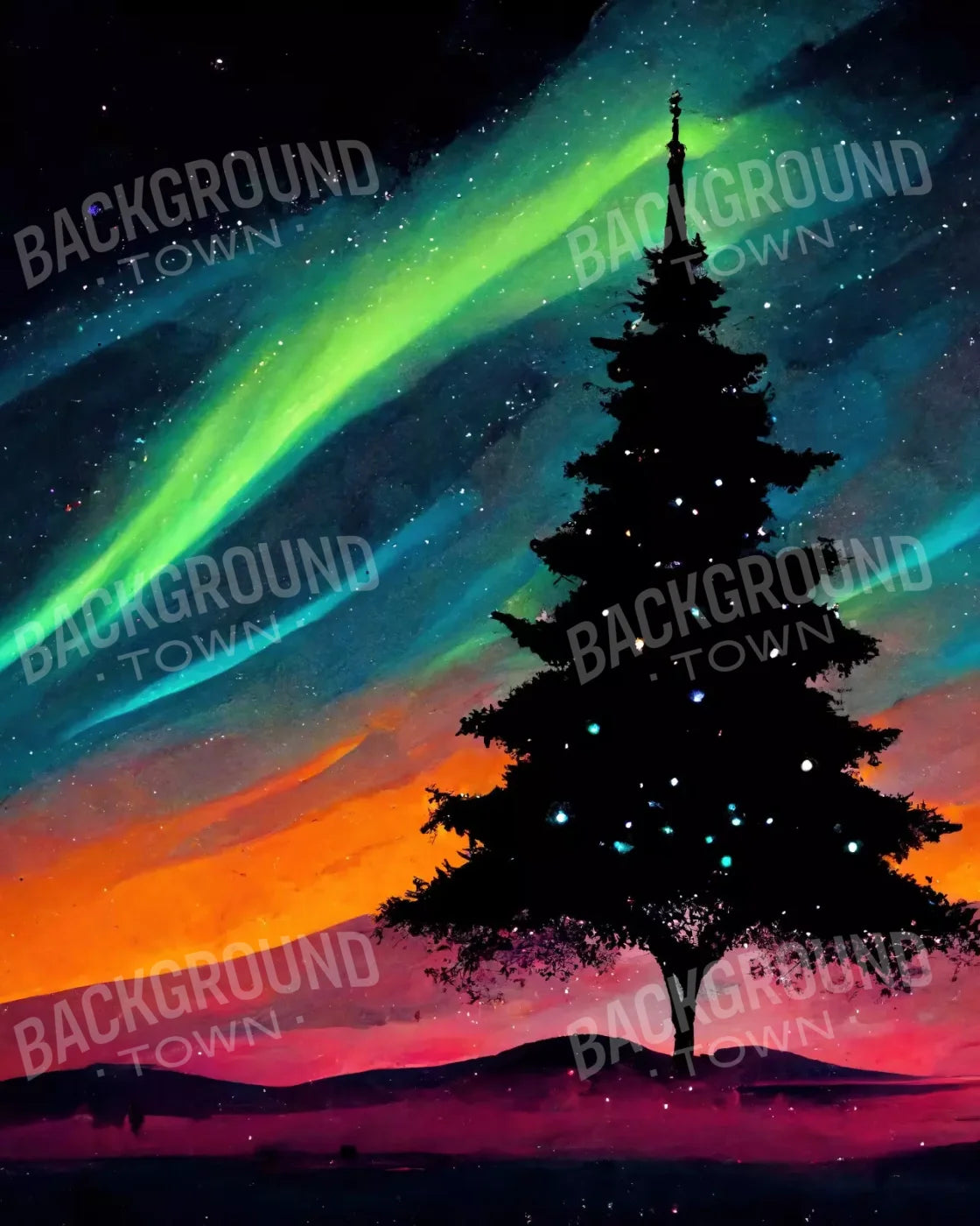 Christmas Aurora 8’X10’ Fleece (96 X 120 Inch) Backdrop