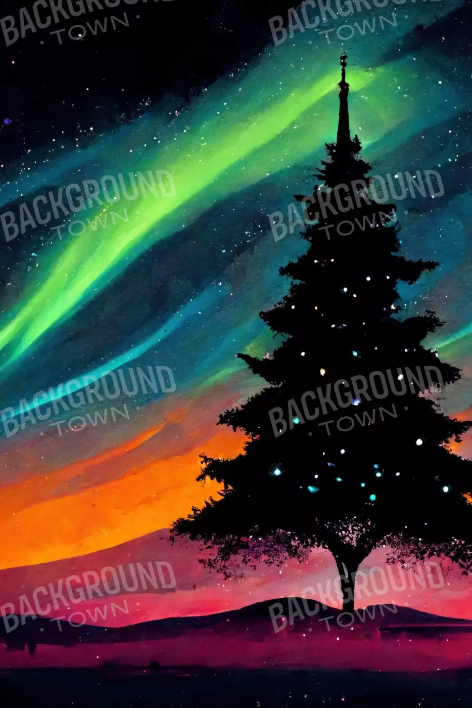 Christmas Aurora 8’X12’ Ultracloth (96 X 144 Inch) Backdrop