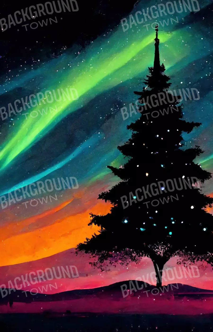 Christmas Aurora 9’X14’ Ultracloth (108 X 168 Inch) Backdrop