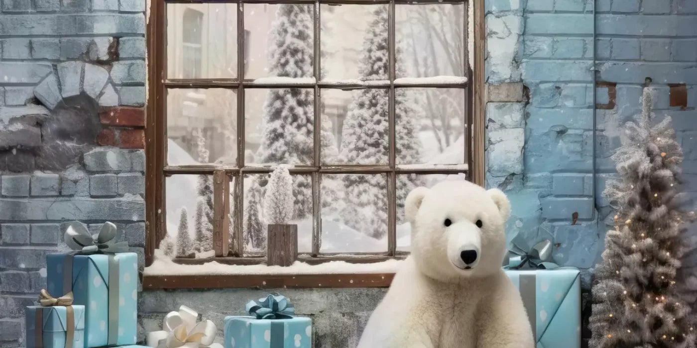 Christmas Blue Theme I 16’X8’ Ultracloth (192 X 96 Inch) Backdrop