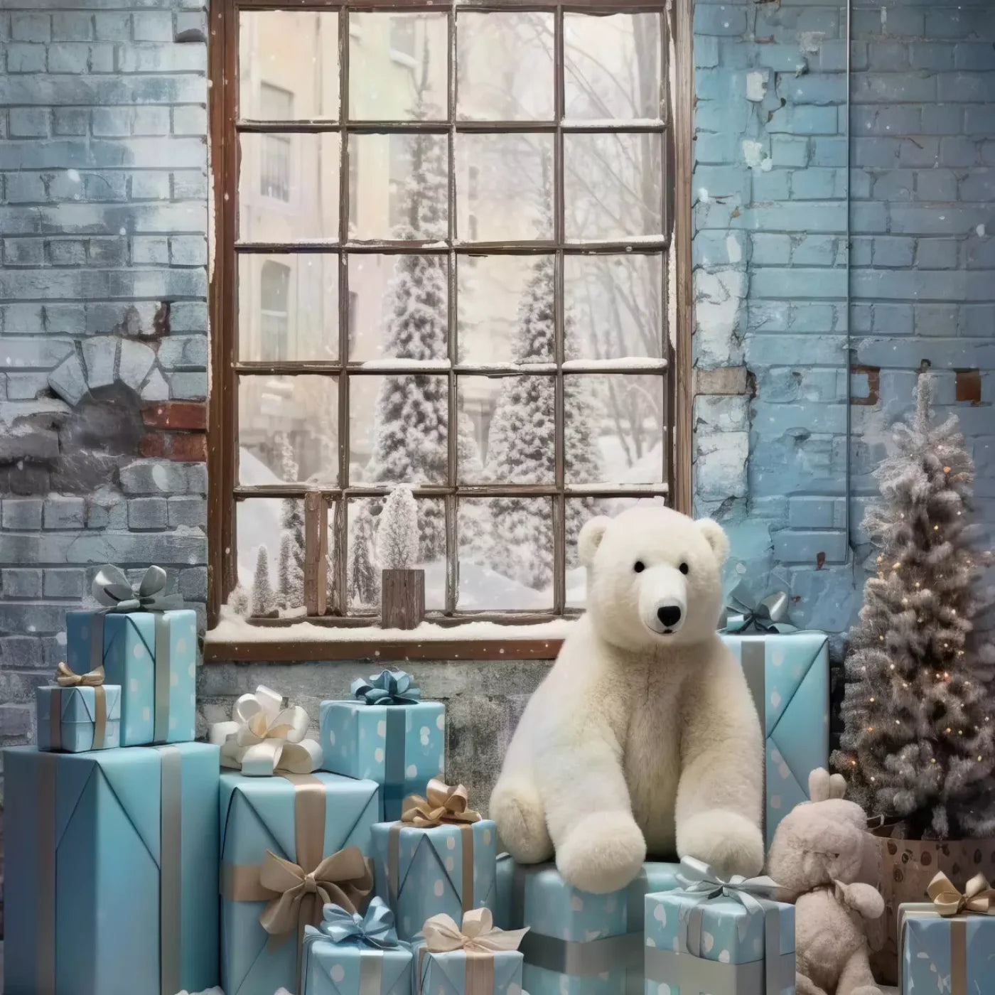 Christmas Blue Theme I 10’X10’ Ultracloth (120 X Inch) Backdrop