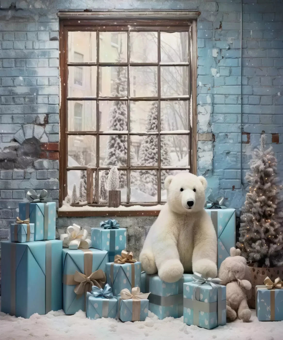 Christmas Blue Theme I 10’X12’ Ultracloth (120 X 144 Inch) Backdrop