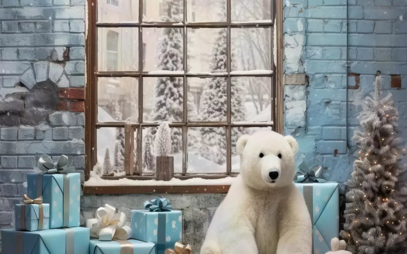 Christmas Blue Theme I 16’X10’ Ultracloth (192 X 120 Inch) Backdrop
