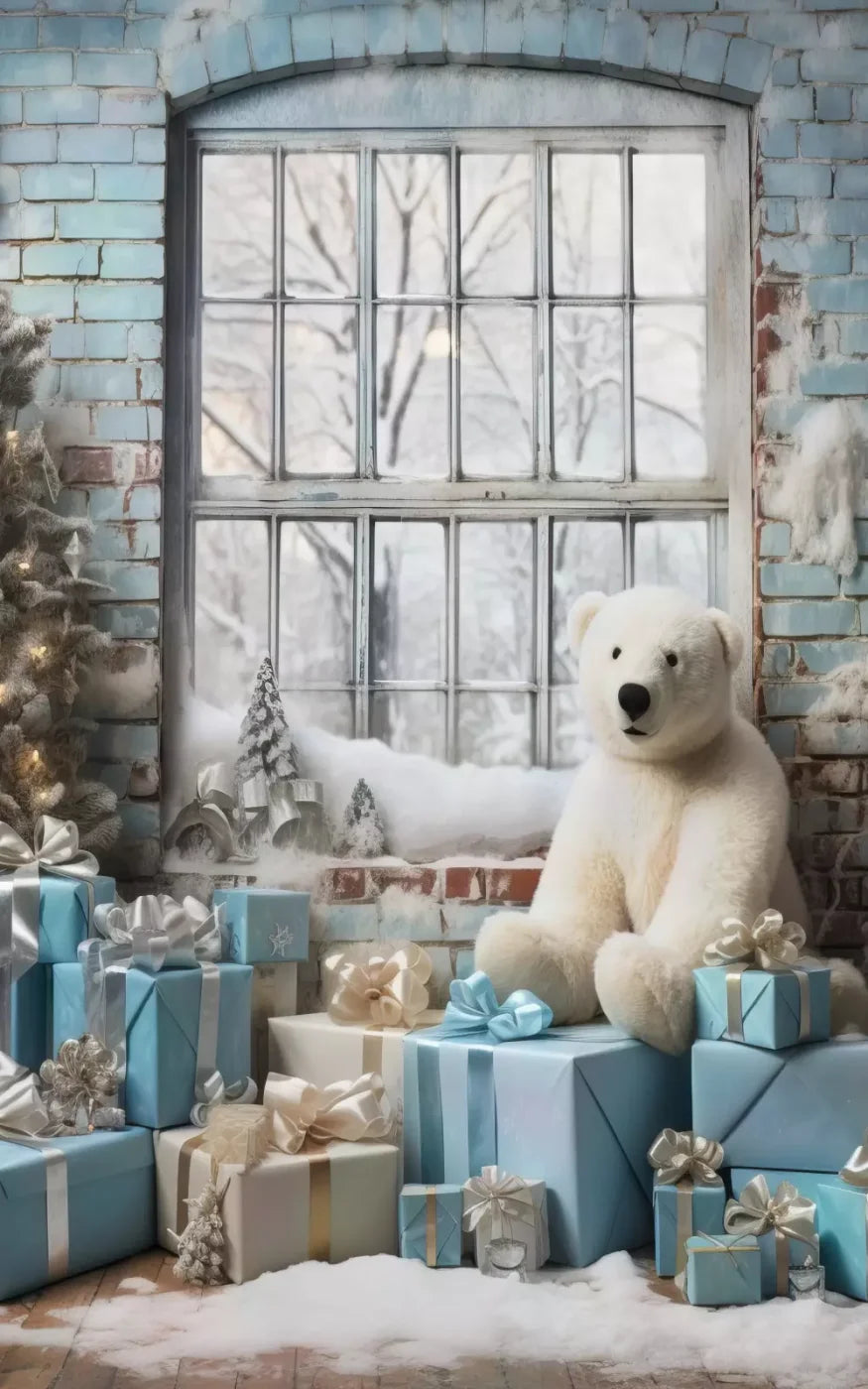 Christmas Blue Theme Ii 10’X16’ Ultracloth (120 X 192 Inch) Backdrop
