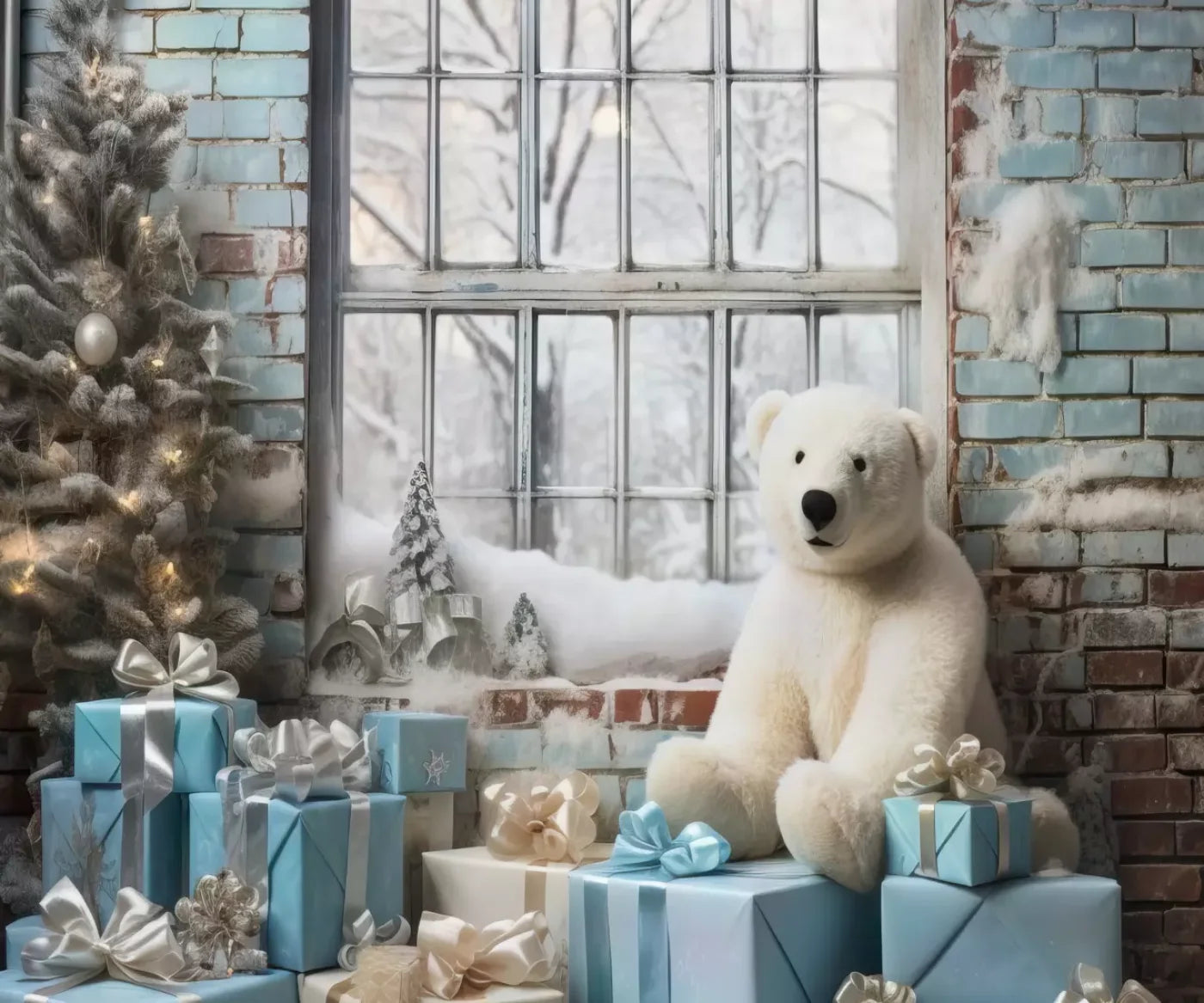Christmas Blue Theme Ii 12’X10’ Ultracloth (144 X 120 Inch) Backdrop
