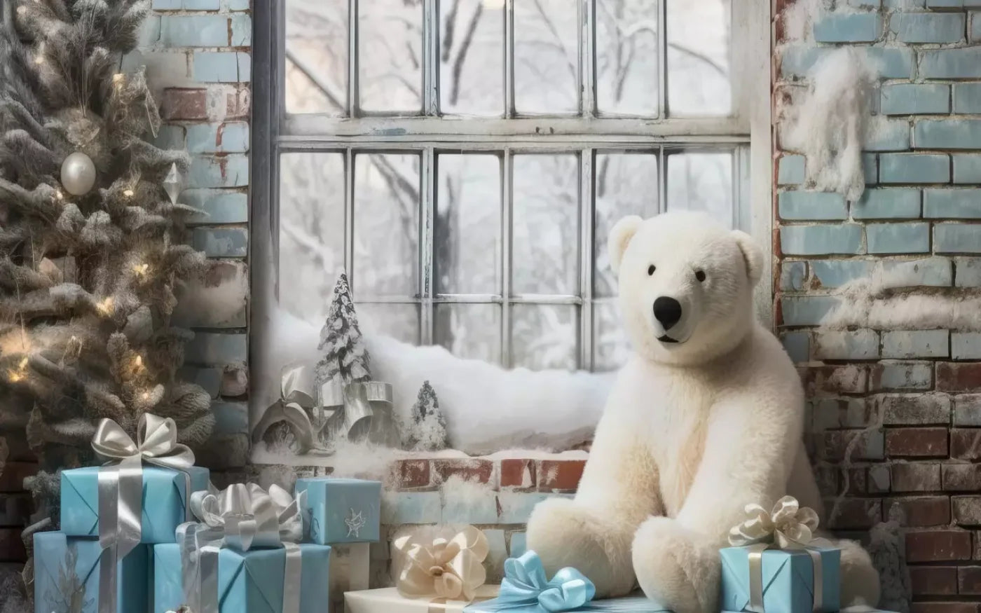 Christmas Blue Theme Ii 16’X10’ Ultracloth (192 X 120 Inch) Backdrop