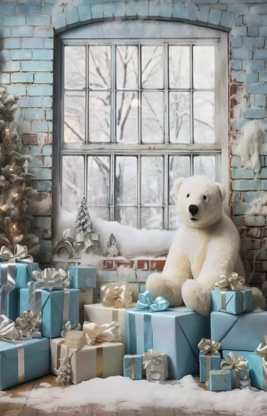 Christmas Blue Theme Ii 9’X14’ Ultracloth (108 X 168 Inch) Backdrop