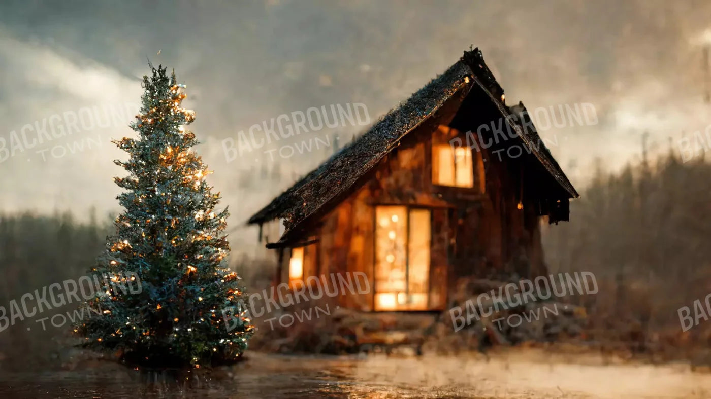 Christmas Cabin 14X8 Ultracloth ( 168 X 96 Inch ) Backdrop