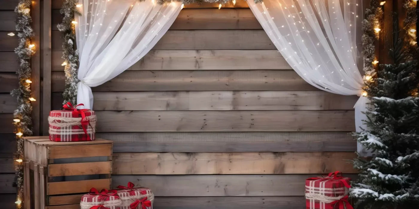 Christmas Cabin Curtains 20’X10’ Ultracloth (240 X 120 Inch) Backdrop