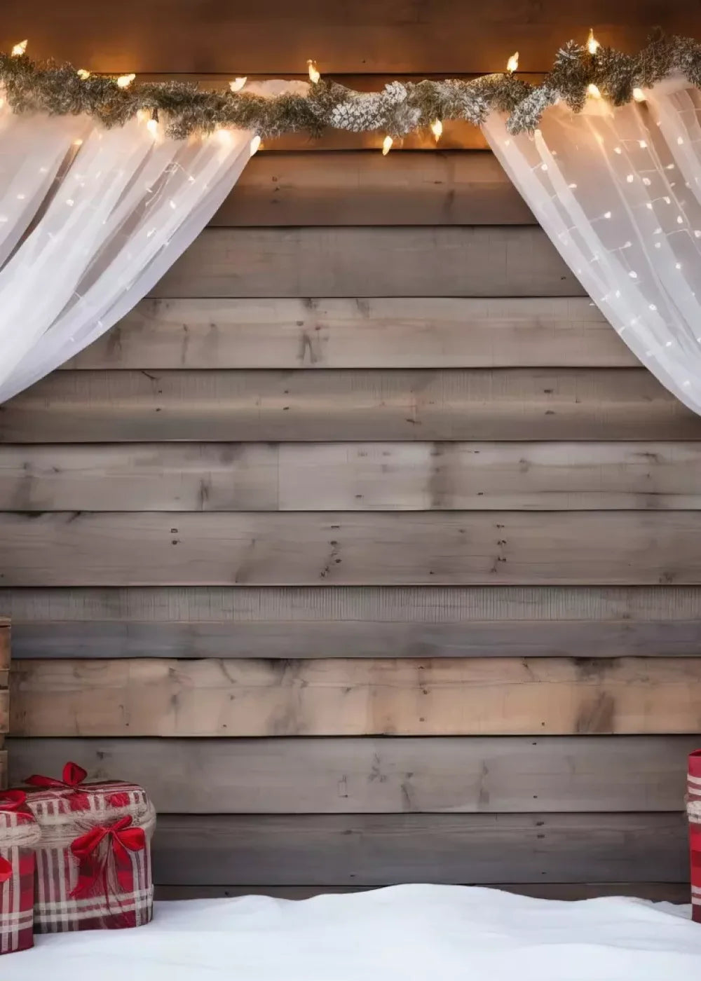 Christmas Cabin Curtains 5’X7’ Ultracloth (60 X 84 Inch) Backdrop