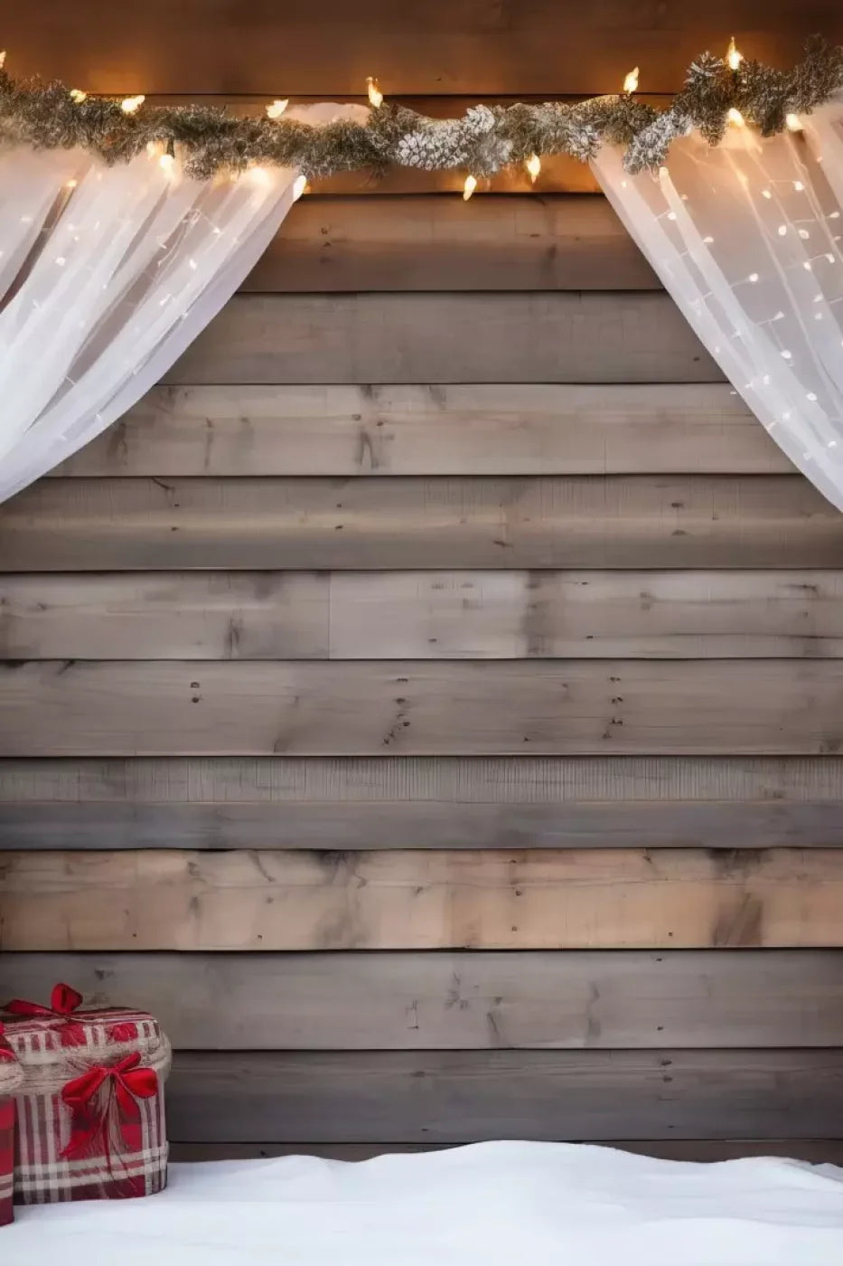 Christmas Cabin Curtains 8’X12’ Ultracloth (96 X 144 Inch) Backdrop