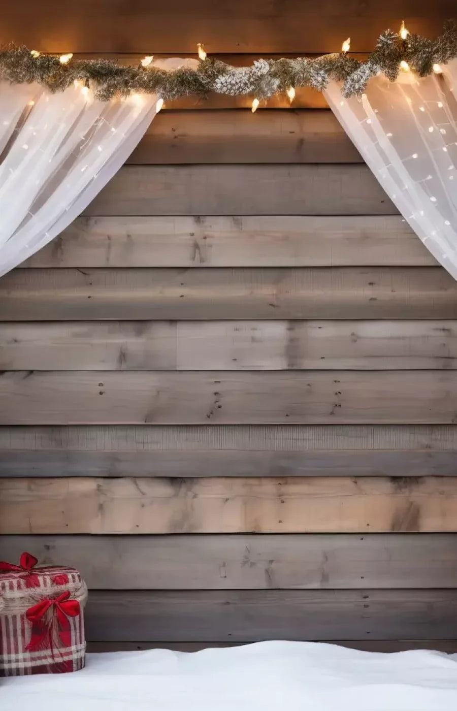 Christmas Cabin Curtains 9’X14’ Ultracloth (108 X 168 Inch) Backdrop