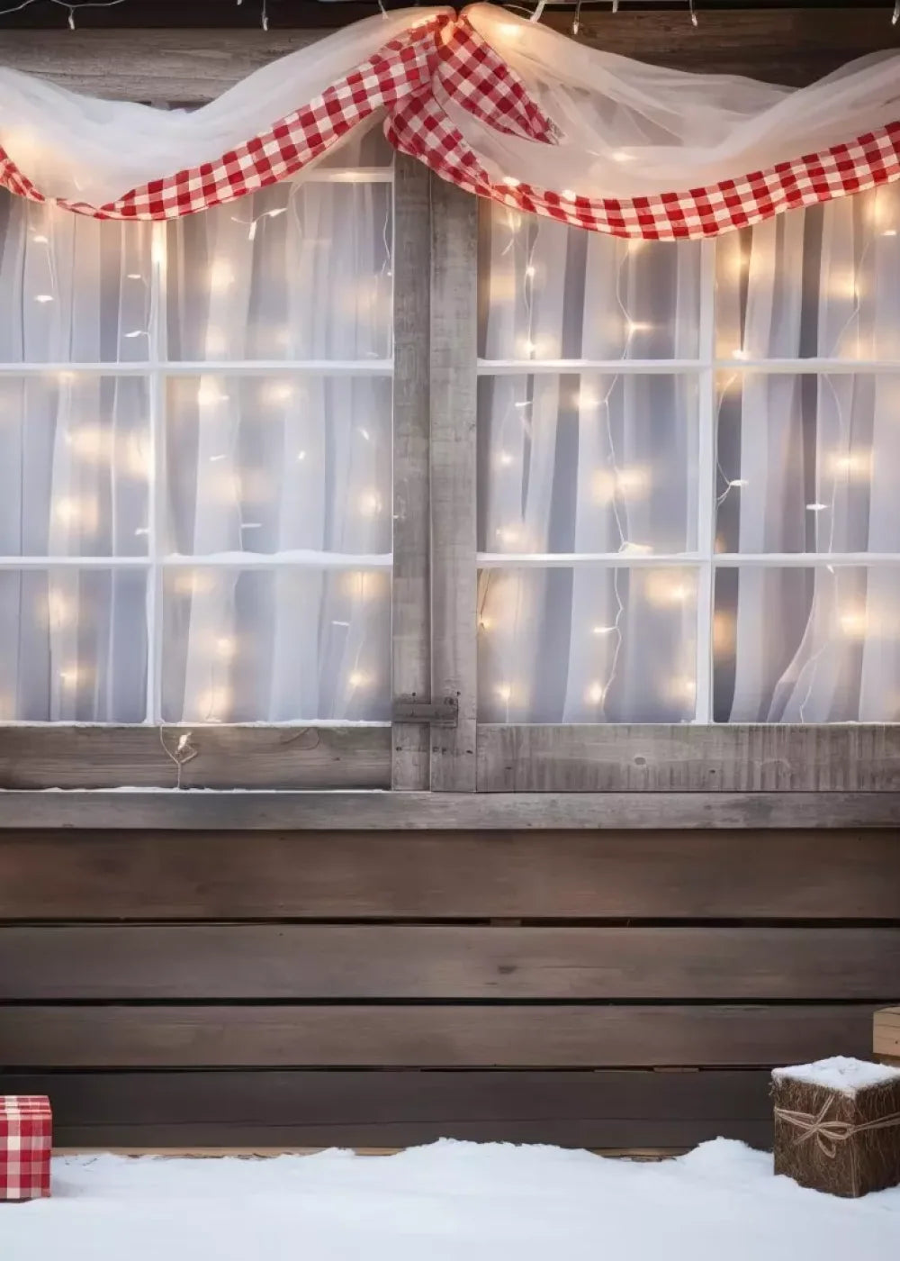 Christmas Cabin Window 5’X7’ Ultracloth (60 X 84 Inch) Backdrop
