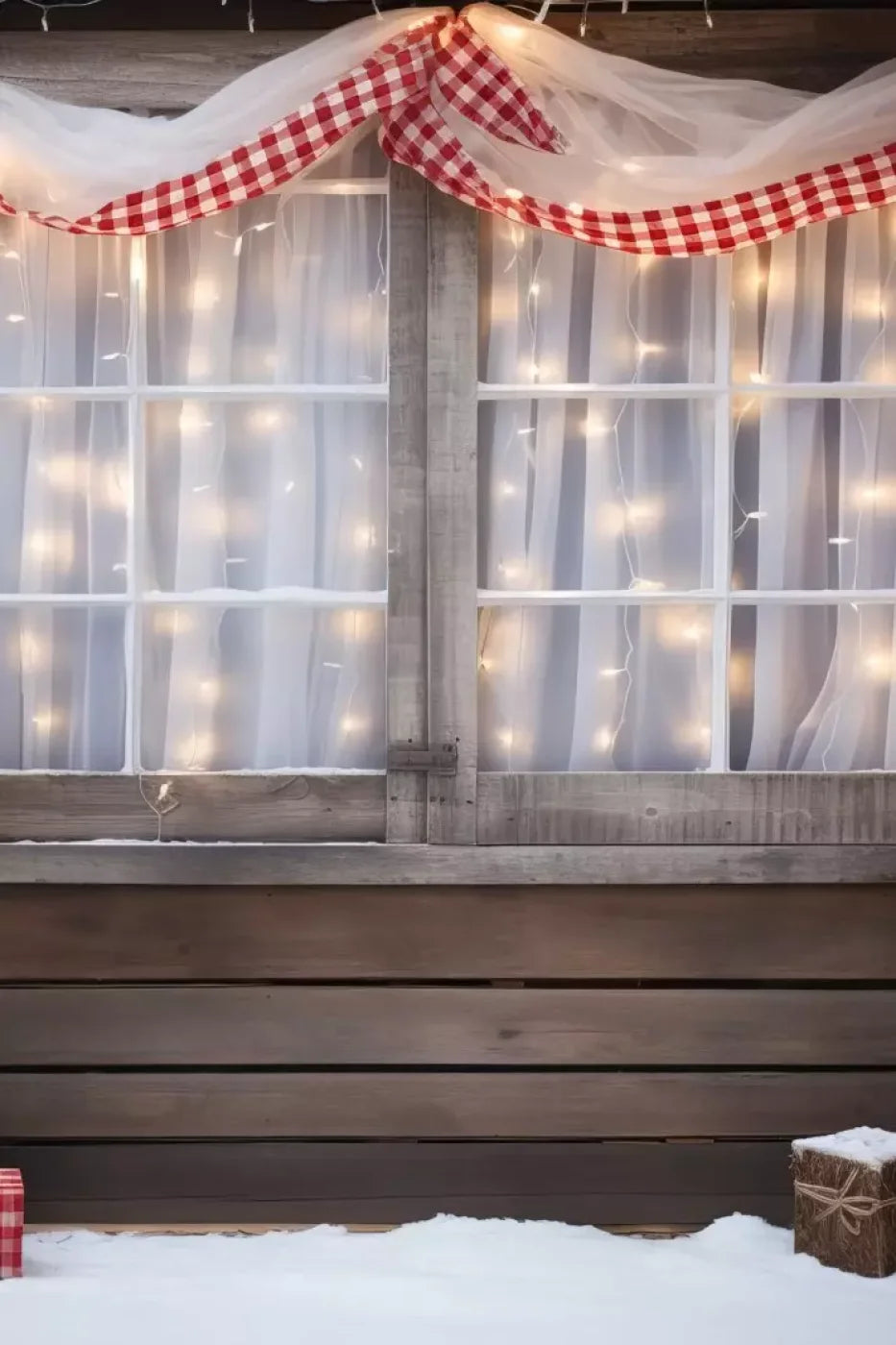 Christmas Cabin Window 8’X12’ Ultracloth (96 X 144 Inch) Backdrop