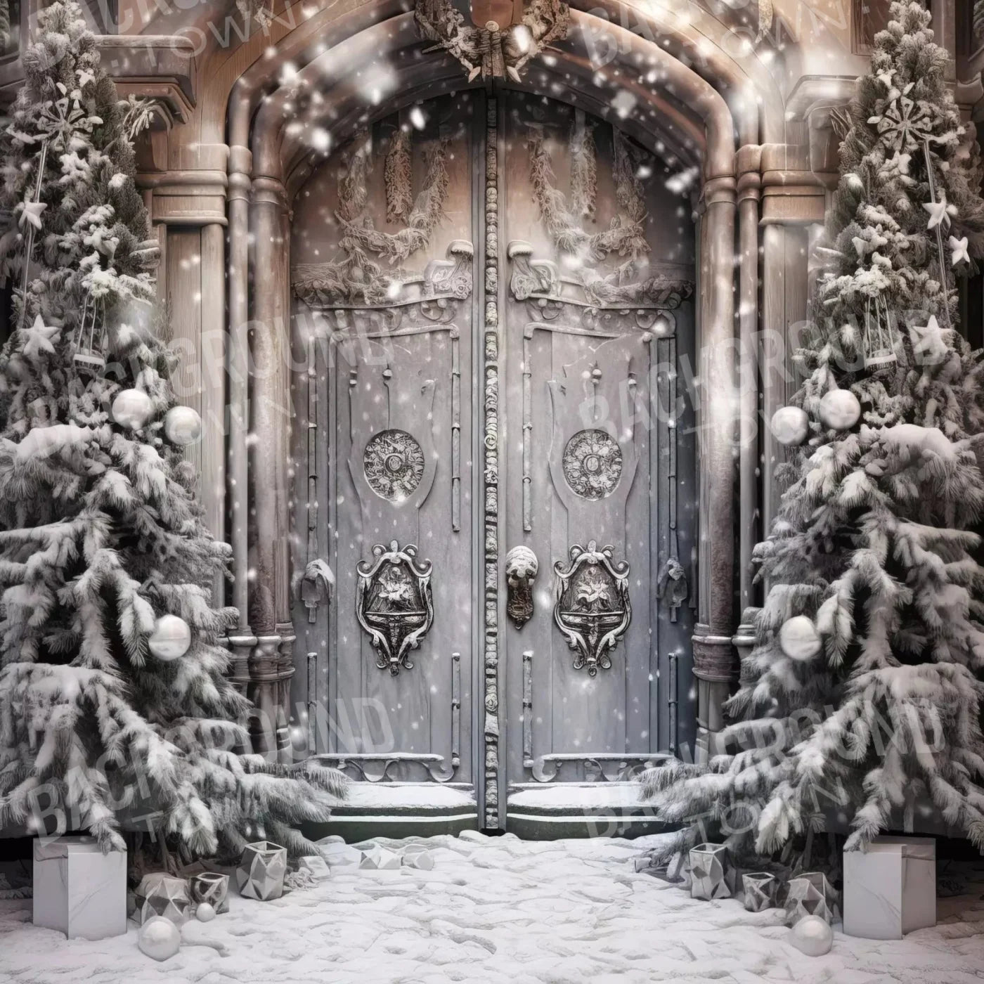 Christmas Castle Door 10X10 Ultracloth ( 120 X Inch ) Backdrop