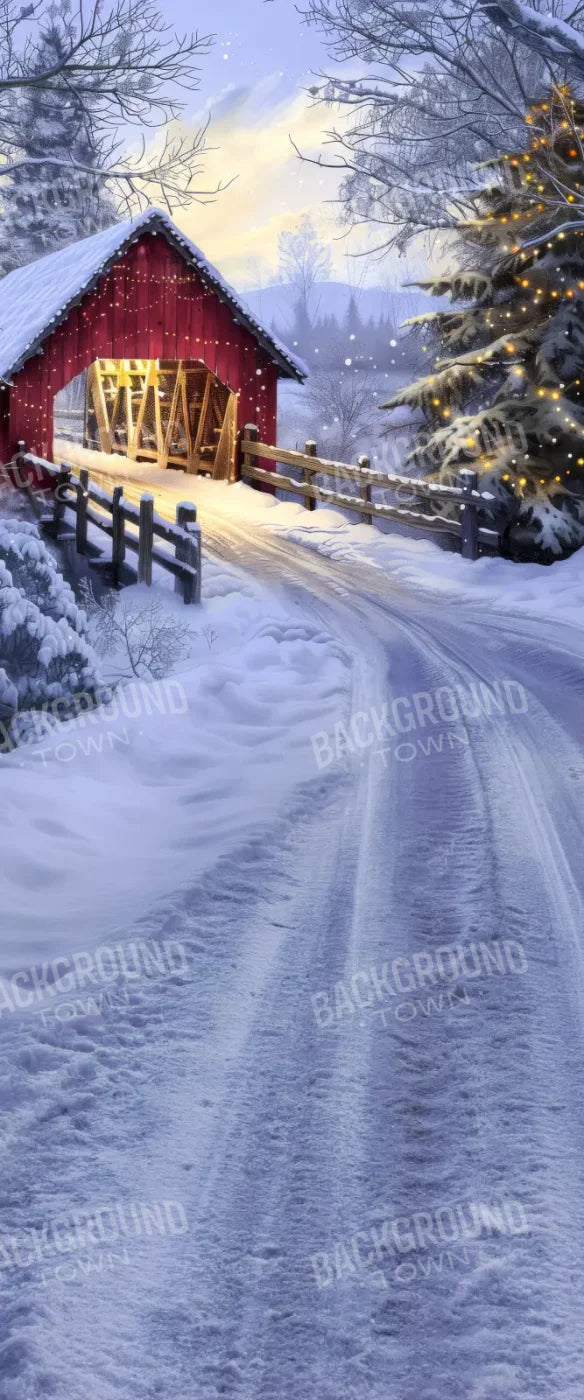 Christmas Covered Bridge Sweep 5’x12’ UltraCloth for Westcott X Drop (60 x 144 inch) Backdrop