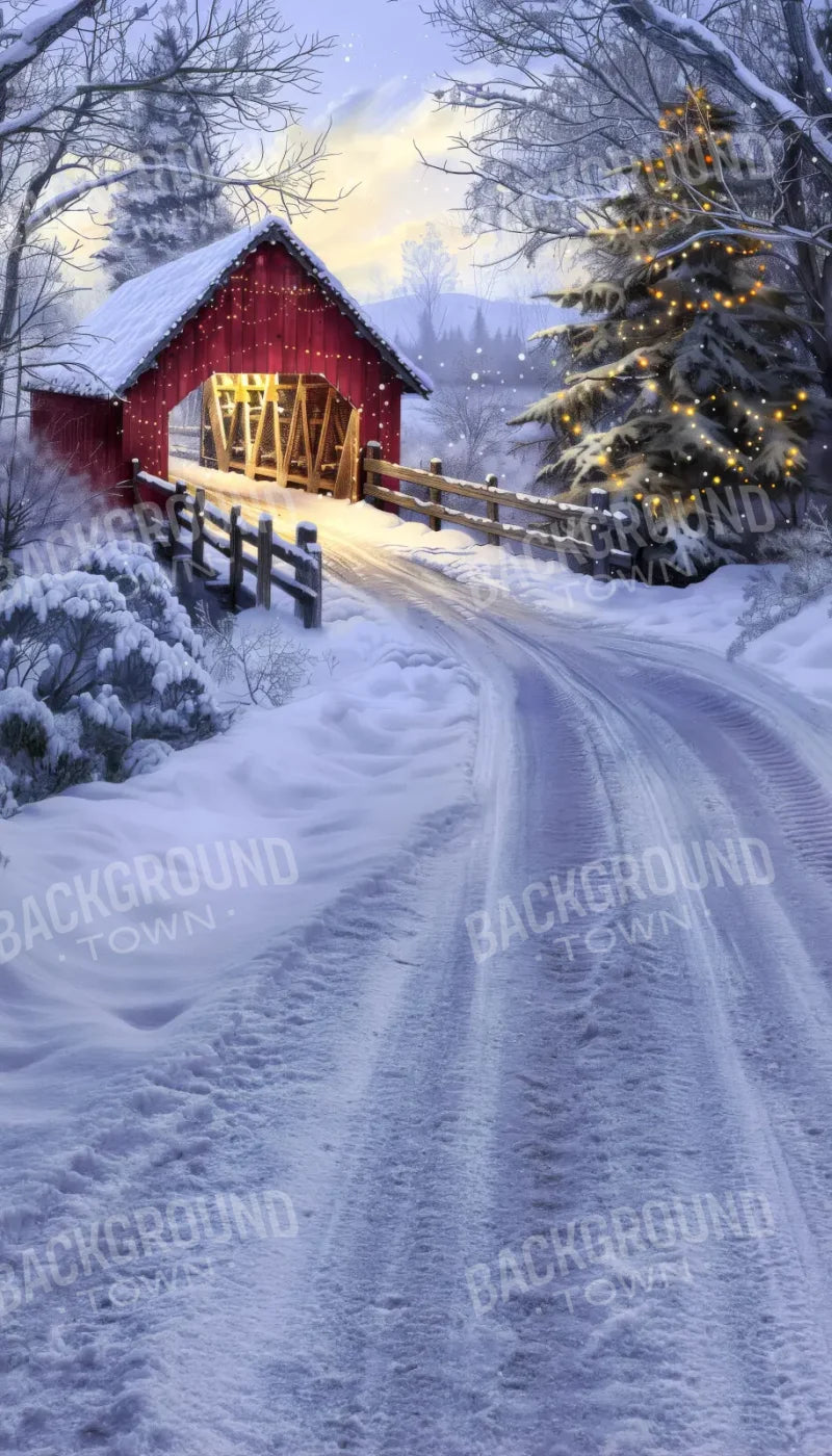 Christmas Covered Bridge Sweep 8’x14’ UltraCloth for Westcott X Drop Pro (96 x 168 inch) Backdrop