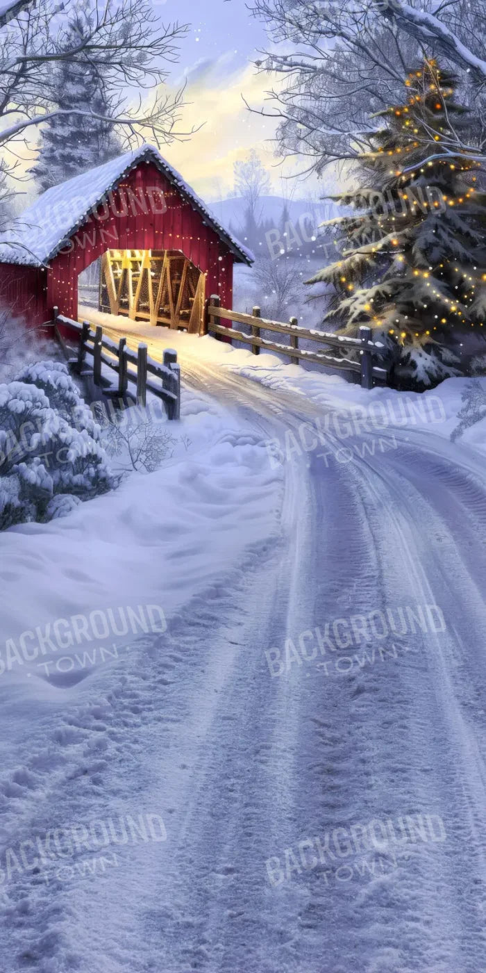 Christmas Covered Bridge Sweep 8’x16’ UltraCloth (96 x 192 inch) Backdrop